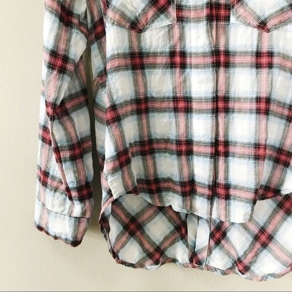 Sam Edelman Zip Shoulder Plaid Shirt Sz XS EUC - Picture 6 of 8